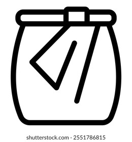 Simple and elegant line art icon representing a closed jar with a cloth tied on top, perfect for projects related to homemade products and food preservation