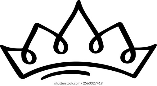 Simple, elegant line art illustration of a crown, symbolizing monarchy, power, achievement and luxury, suitable for logos, branding and decorative purposes