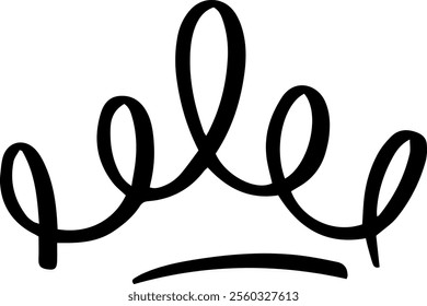 Simple, elegant line art illustration of a hand drawn crown, representing royalty, power, and authority, suitable for various design projects on a clean white background