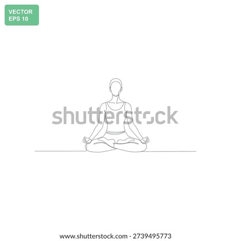 A simple, elegant line art illustration of a person seated in a meditative lotus pose, conveying peace and tranquility.