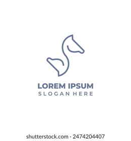 A simple but elegant line art style horse logo