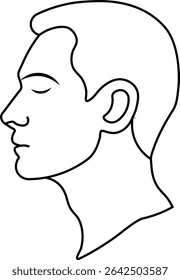 A simple, elegant line drawing of a man's profile view.