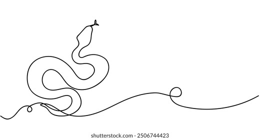 Simple and elegant line drawing of a snake coiled on a blank background