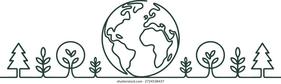 Um simples e elegante desenho que simboliza a consciência ambiental, a unidade global e a importância da conservação das árvores para o nosso planeta.