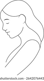 A simple, elegant line drawing of a woman's profile.