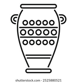 Simple and elegant line icon representing an ancient greek amphora, ideal for projects related to history, art, or culture
