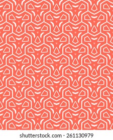 Simple elegant linear vector pattern in 1920s style. Modern art deco background with lines and geometric ornament in bright coral red color 