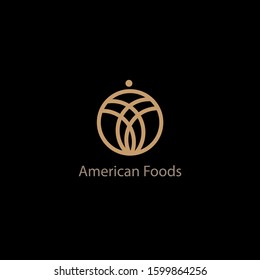 The simple elegant logo of bussines with brwon ornament circle and black background
