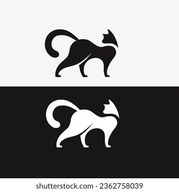 A simple and elegant logo of a cat silhouette