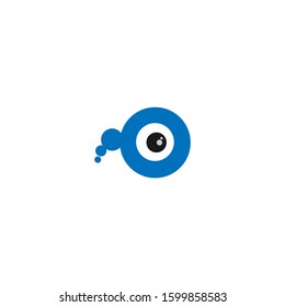 The simple elegant logo of circle blue with eye