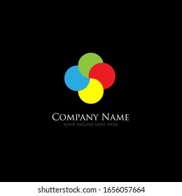 The simple elegant logo of circle colorful with black background