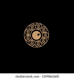 The simple elegant logo of circle ornament with black background