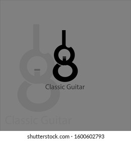 the simple elegant logo of Classic Guitar with grey background