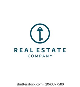 Simple and elegant logo combined house and key for real estate business