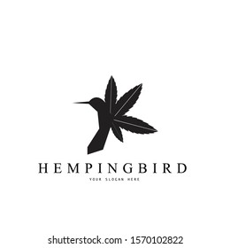 simple and elegant logo design with bird and hemp for your healthy brand symbol.