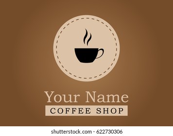 A simple and elegant logo design for a coffee shop. The design has a coffee mug and coaster as identity.