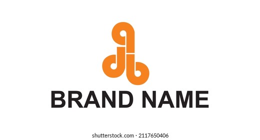 a simple and elegant logo design, a combination of the letters p and q in the form of sophisticated technology with a luxurious orange color