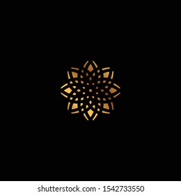Simple and elegant logo design of lotus with gold and dark baackground - EPS10 - Vector.