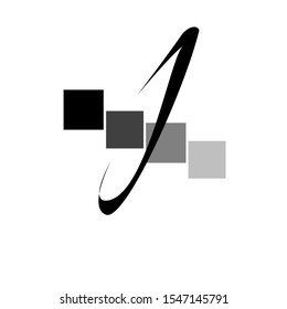 The simple elegant logo of four square with grey and black colour