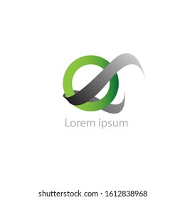 the simple elegant logo of green circle and wavy with white background