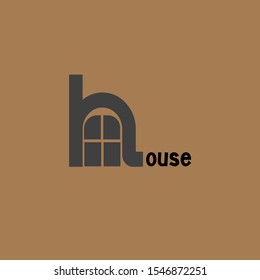 The simple elegant logo of house with brown background