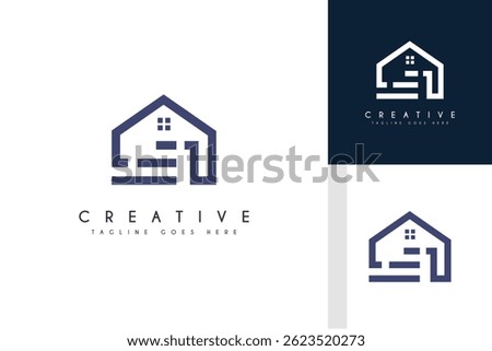 A simple and elegant logo a house with a staircase, symbolizing growth, progress, and stability. Ideal for real estate, home improvement, or architecture brands.