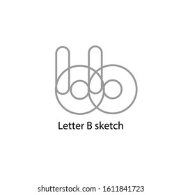the simple elegant logo of letter B sketch white background