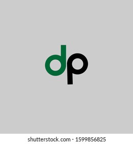The simple elegant logo of letter d and p with grey background