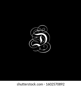 the simple elegant logo of letter D with black background