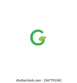 The simple elegant logo of letter G and leaf