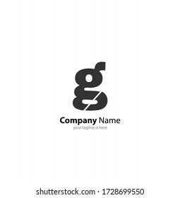 das einfache, elegante Logo des Buchstaben g mit weißem Hintergrund