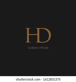 the simple elegant logo of letter H and D black background