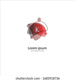 the simple elegant logo of letter K with abstract liquid and white background