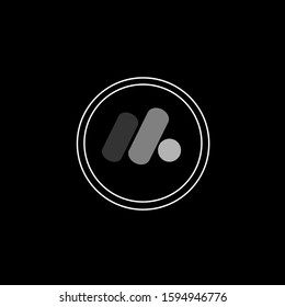 The simple elegant logo of letter M grey colour with black background