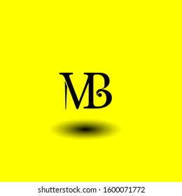 the simple elegant logo of letter M and B with yellow background