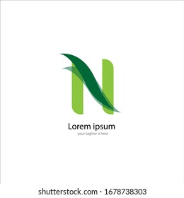 the simple elegant logo of letter N green colour