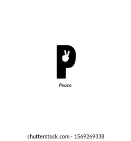The simple elegant logo of letter P and peace