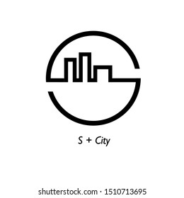 The simple elegant logo from letter S and City