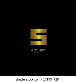 das einfache, elegante Logo der Buchstaben s mit schwarzem Hintergrund