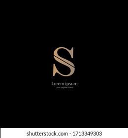 the simple elegant logo of letter s with black background