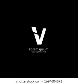 the simple elegant logo of letter v with black background