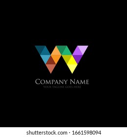The simple elegant logo of letter w Colourful
