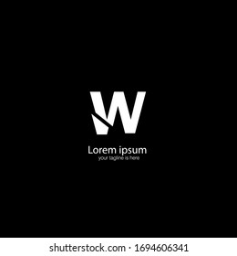 the simple elegant logo of letter w with black background