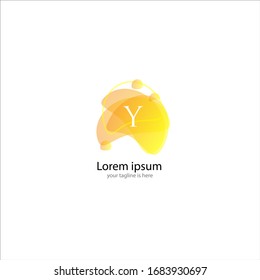 the simple elegant logo of letter Y with abstract liquid and white background