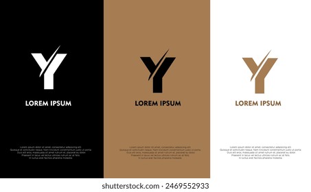 Simple elegant logo of letter Y with three different background