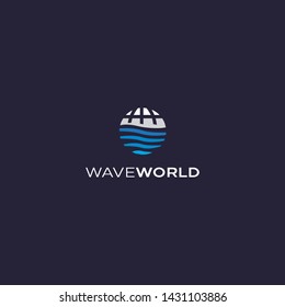 simple and elegant logo with world or globe and wave