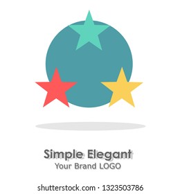 Simple elegant Logotype. Circle and three star logo. For your brand logo corporate