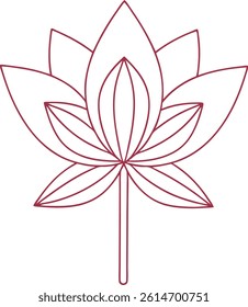 Simple Elegant Lotus Flower Illustration In Minimalist Line Art Style