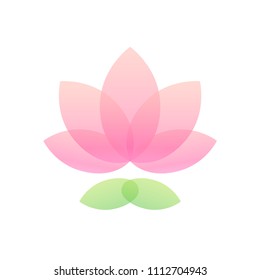 Simple and elegant lotus icon. Abstract waterlily flower shape for yoga or wellness logo.