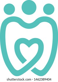 Simple Elegant and love logo design, using tooth shape and silhouette.